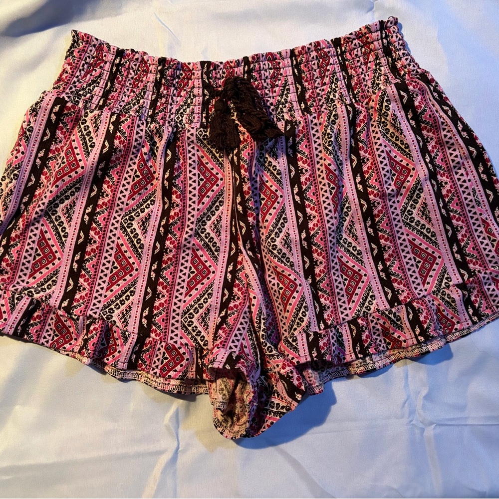 No Boundaries Pink and Black Patterned High Waist Shorts